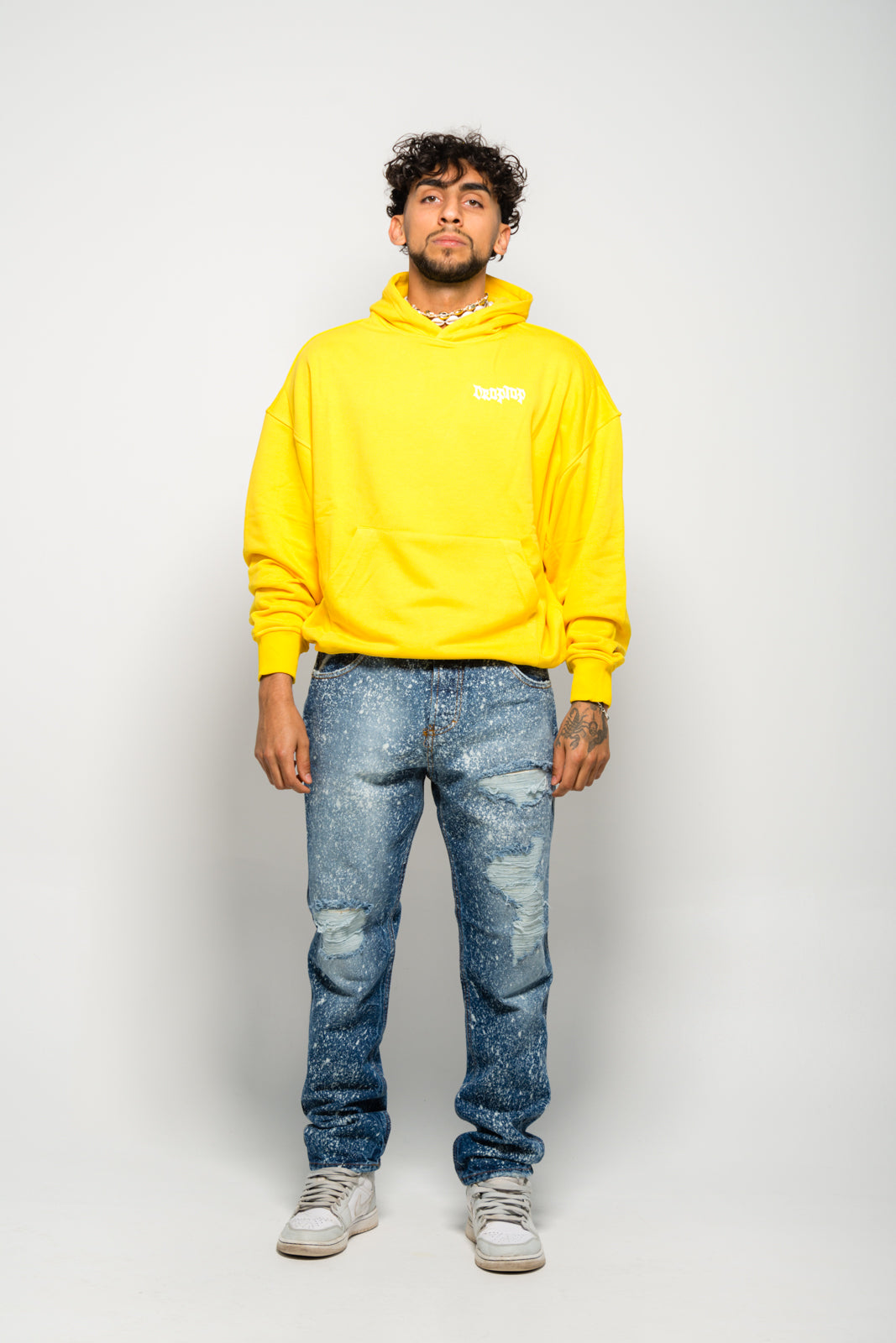 Whitewater Diamond Denim Jeans - heavy distressed bleach splash wash