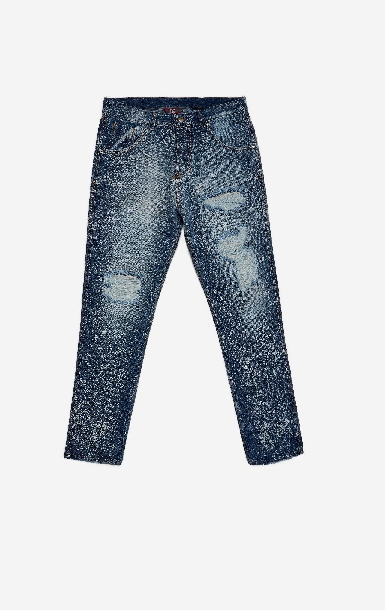 Whitewater Diamond Denim Jeans - heavy distressed bleach splash wash